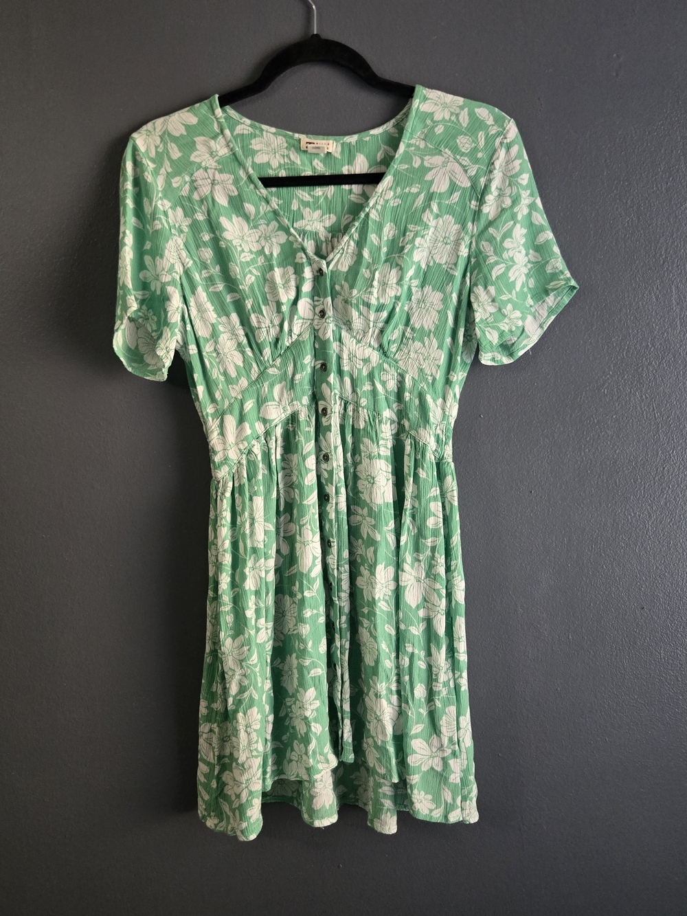 Billabong Twirl Around Green and White Floral Dress Medium - Picture 6 of 7